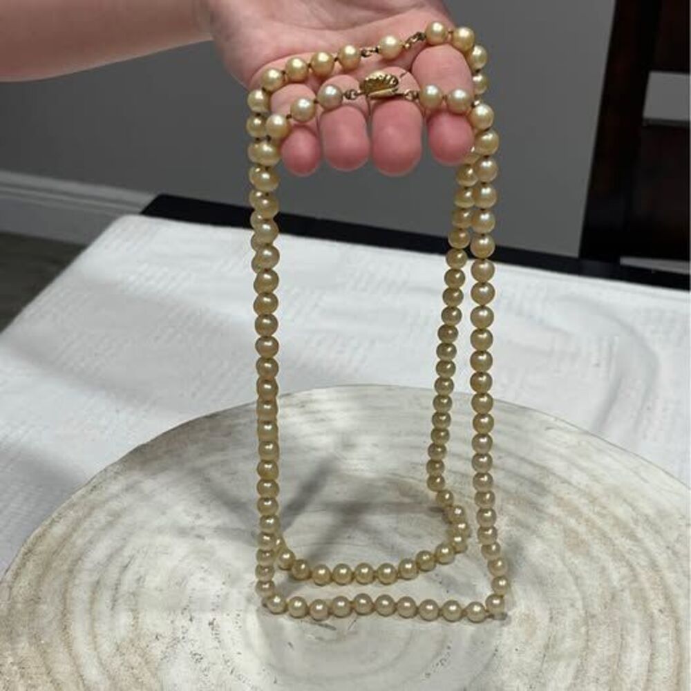 Vintage Cream Faux Pearl Necklaces Elegant Single Strand  Lot of 2